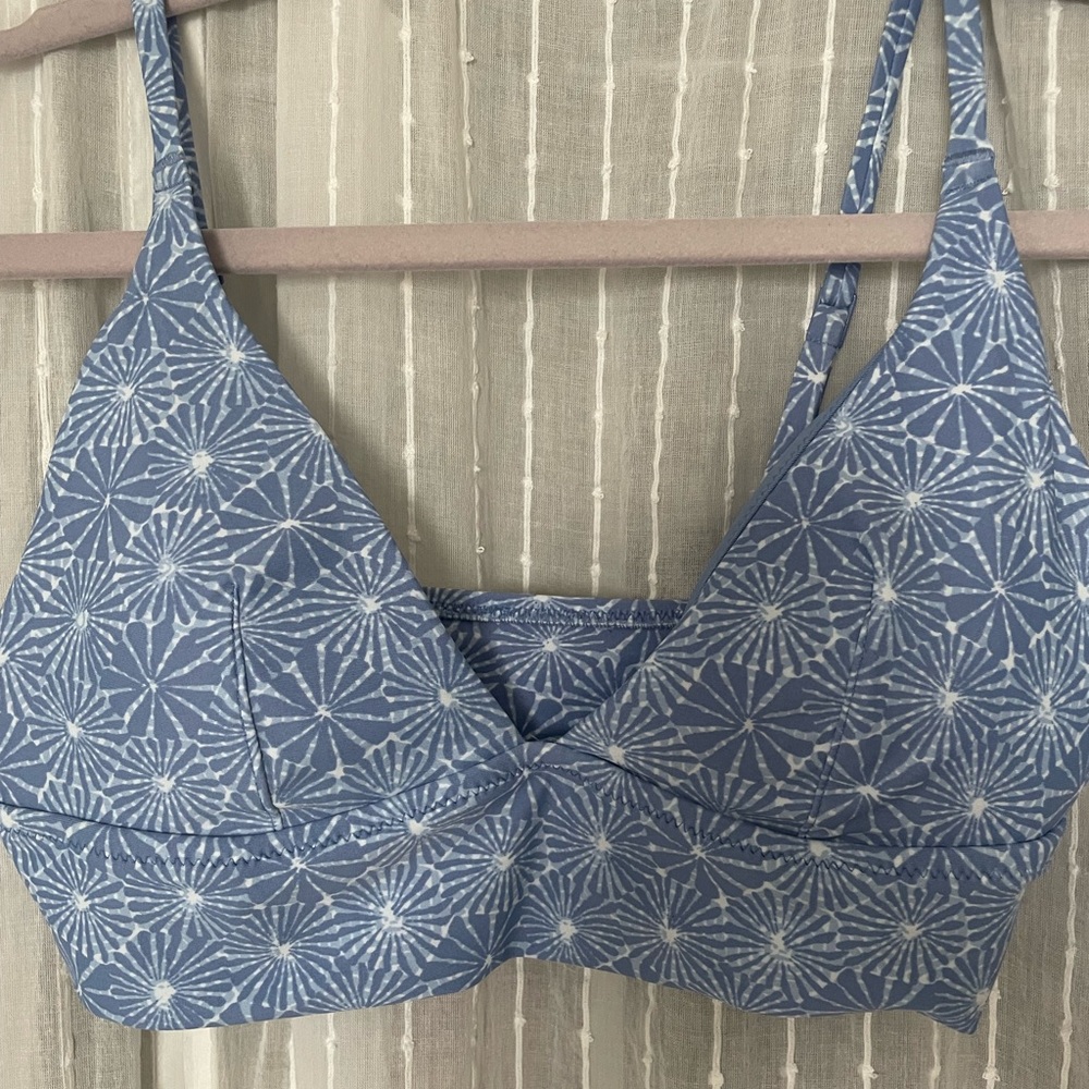 Aerie Blue Floral Women's Longline Swim Bikini Top